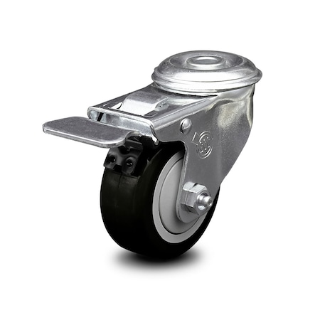 Service Caster 3.5 Inch Black Polyurethane Wheel Bolt Hole Caster with Total Lock Brake SCC SCC-BHTTL20S3514-PPUB-BLK